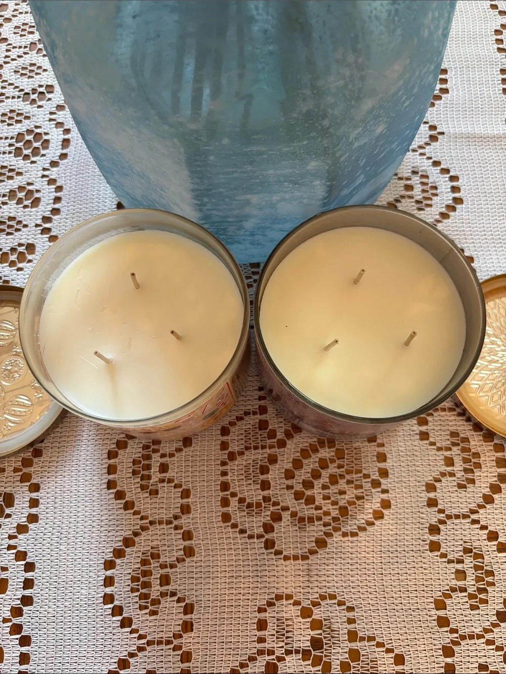 Bath & Body Works Candy Cane Colada and Strawberry Snowflakes 3-wick Candles